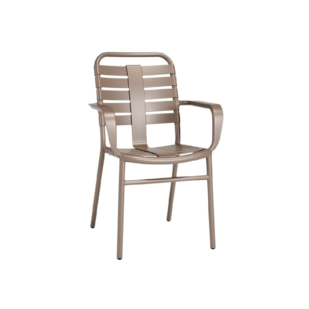 Modern Metal Outdoor Armchair with Slatted Design