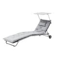 Adjustable Outdoor Lounge Chair with Canopy and Wheels