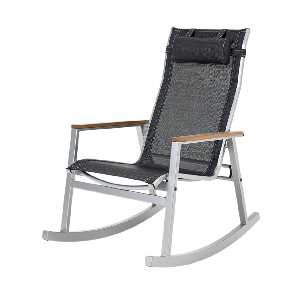 Modern Ergonomic Rocking Chair with Aluminum Frame and Fabric Seat